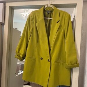 Zara Lime Green Double-Breasted Blazer